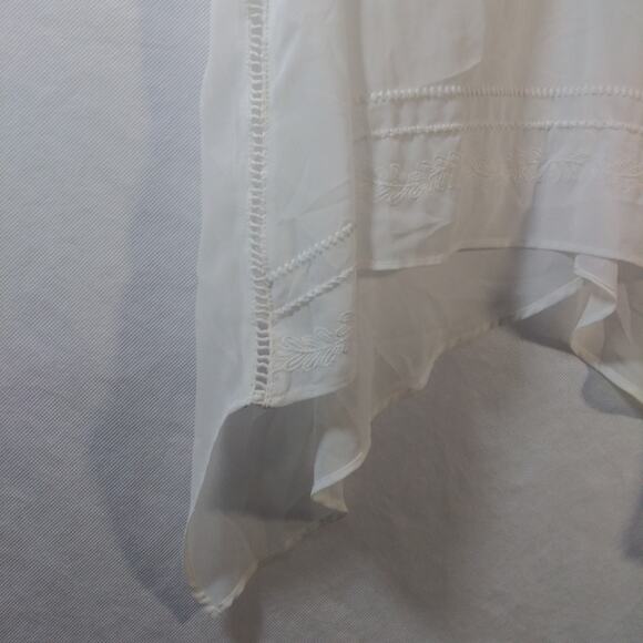 Gazelle White Embroidered Asymmetrical Tank Top Sheer Size M - Picture 6 of 11